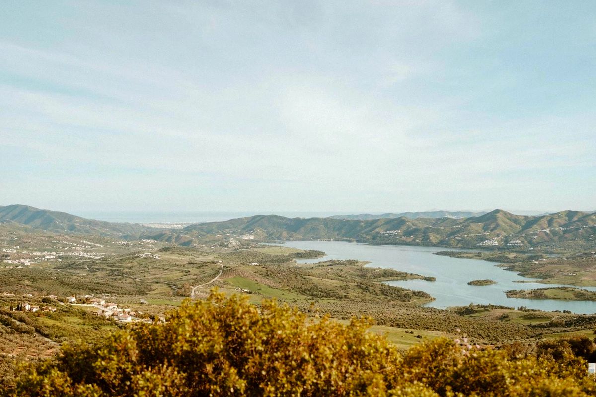 Lake Viñuela and the mountains of Periana seen from the finca