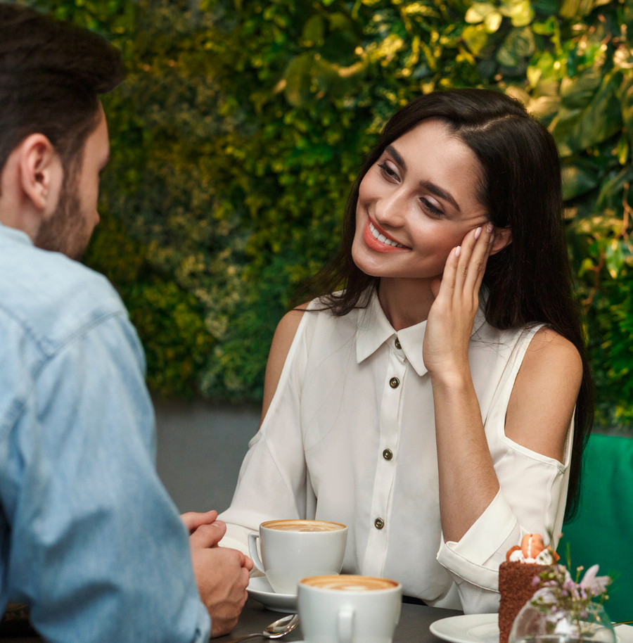 woman enjoying a coffee date