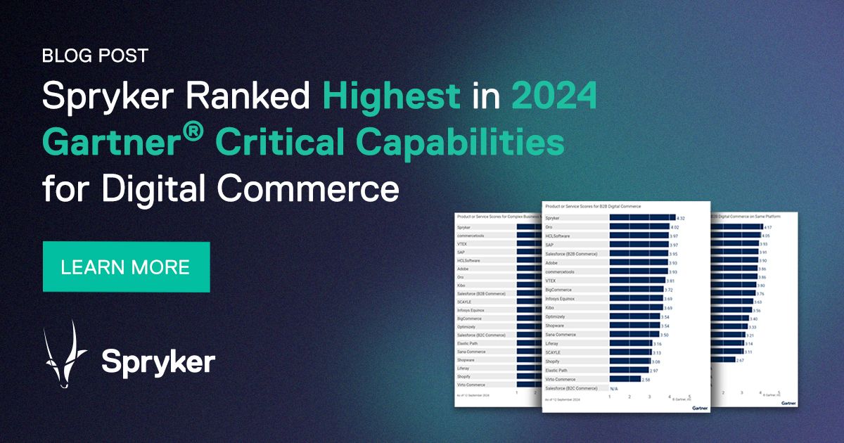 Spryker is ranked #1 for B2B Digital Commerce, Complex Business Models, and B2C and B2B Digital Commerce on the Same Platform