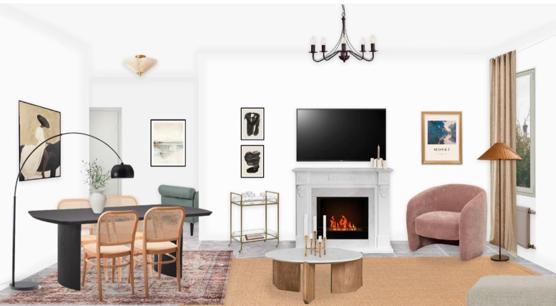 Modern kitchen-living room interior in Bialystok