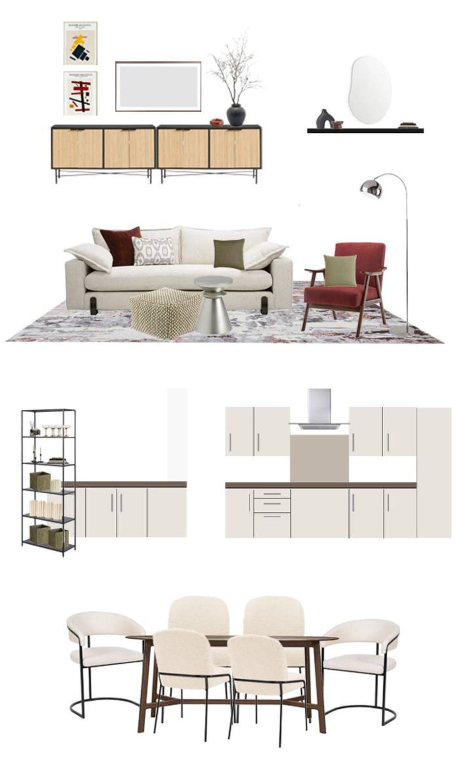 Interiorskonzept für das Wohnzimmer: Collage