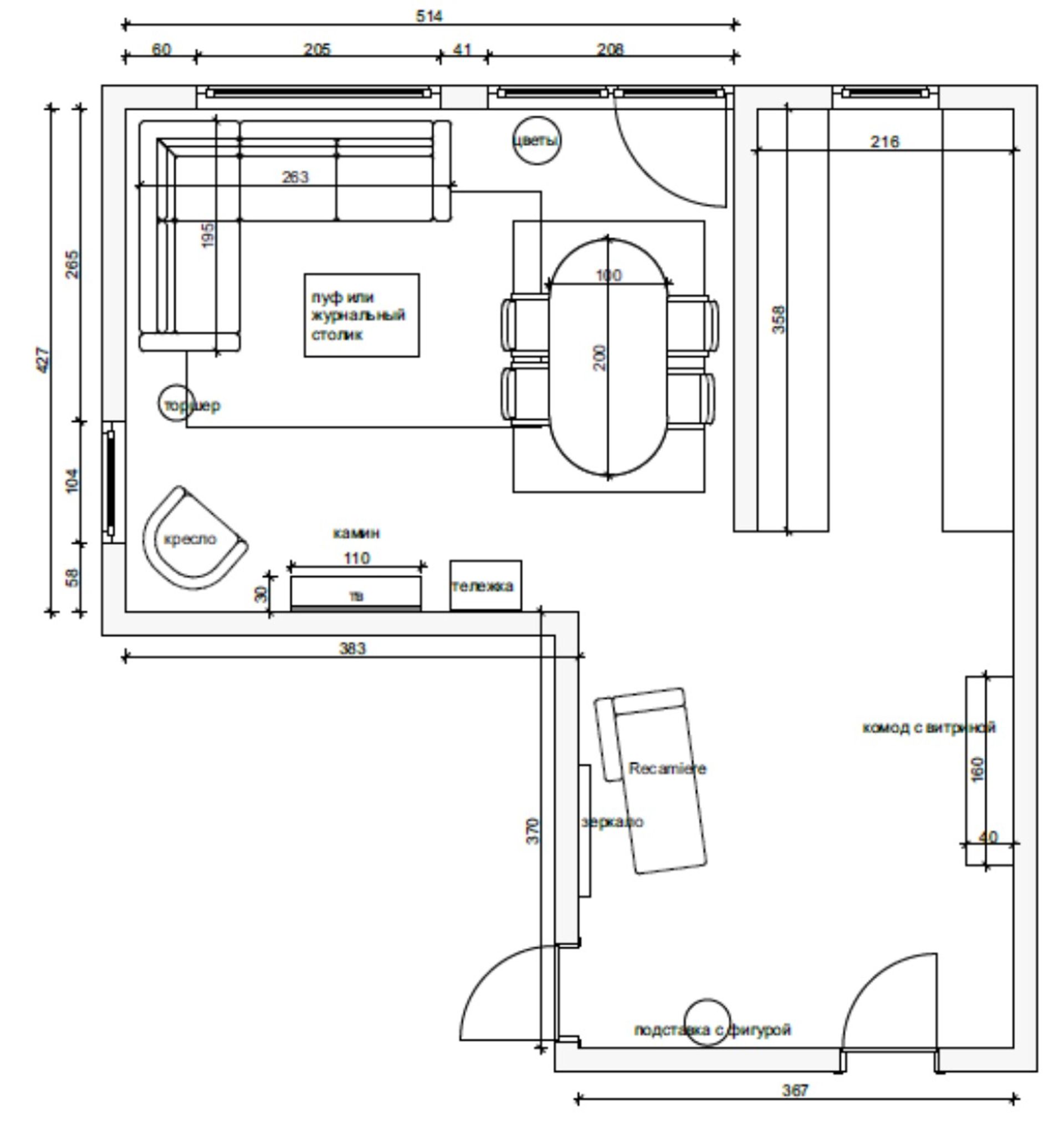 Living room combined with kitchen