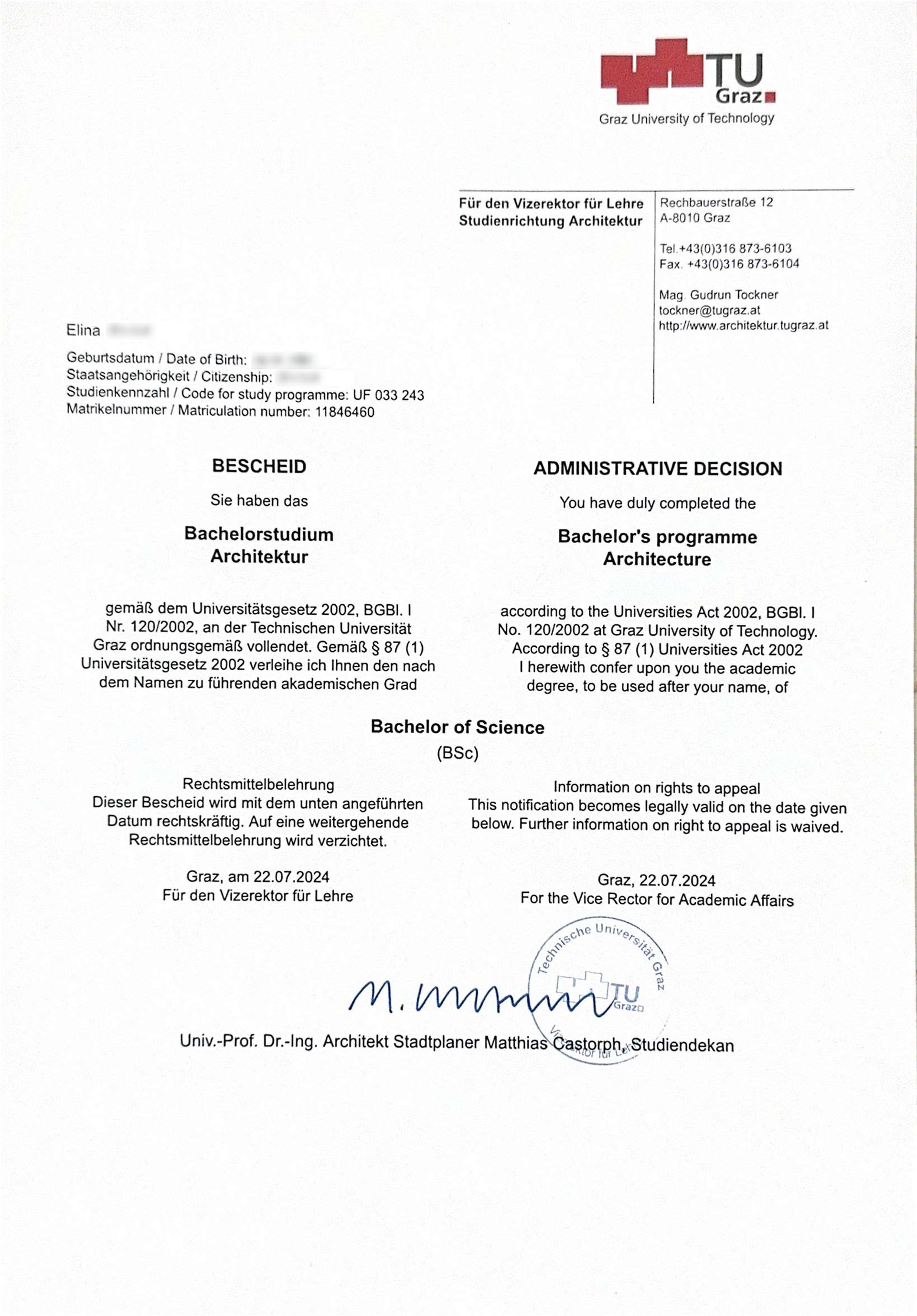 TU Graz Diploma
