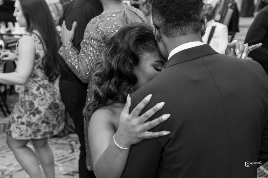 Couple dancing at a reception