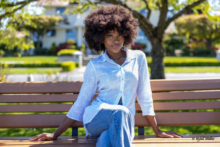 Lady sitting on a bench