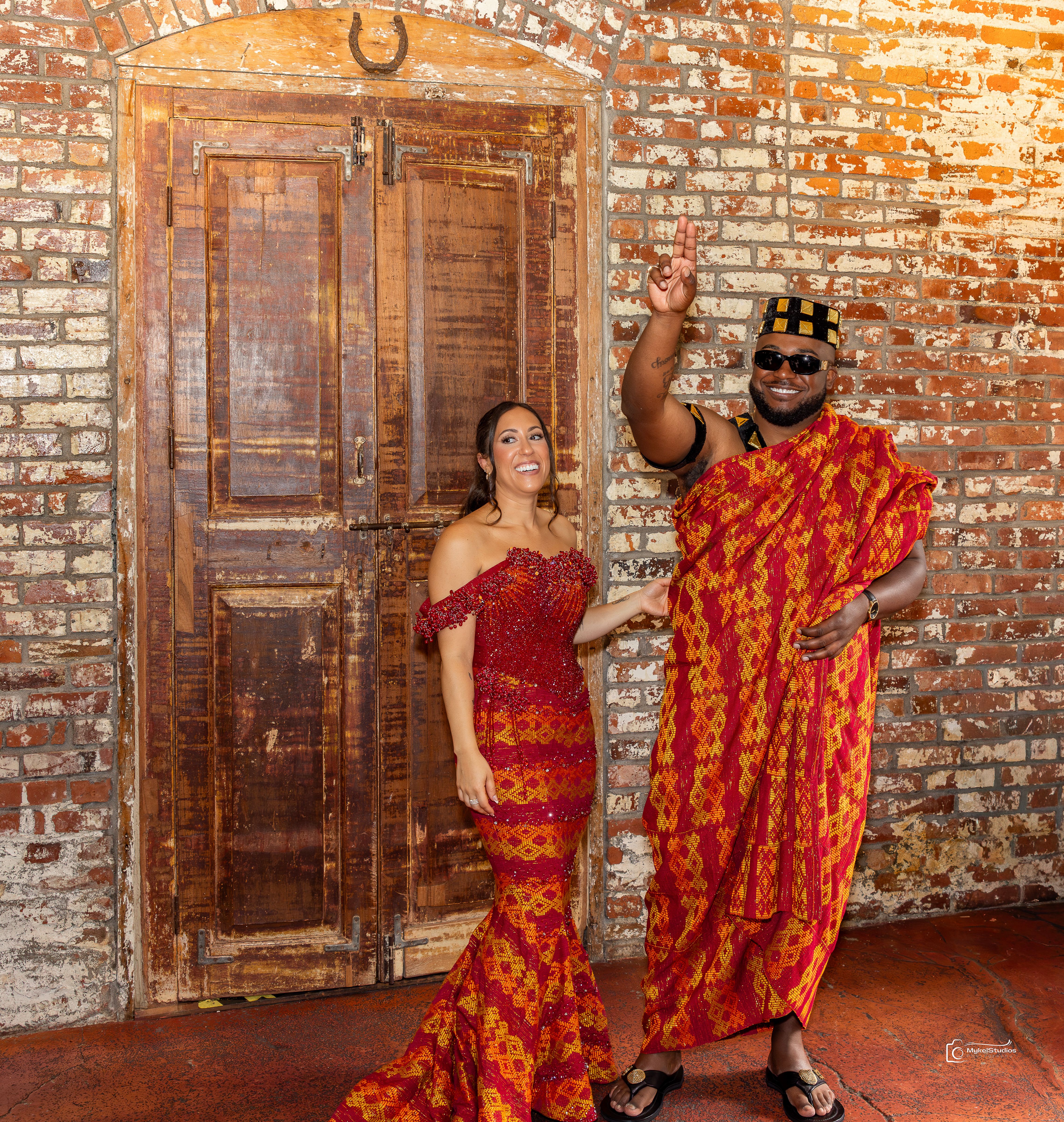 Bride and groom in traditional attire