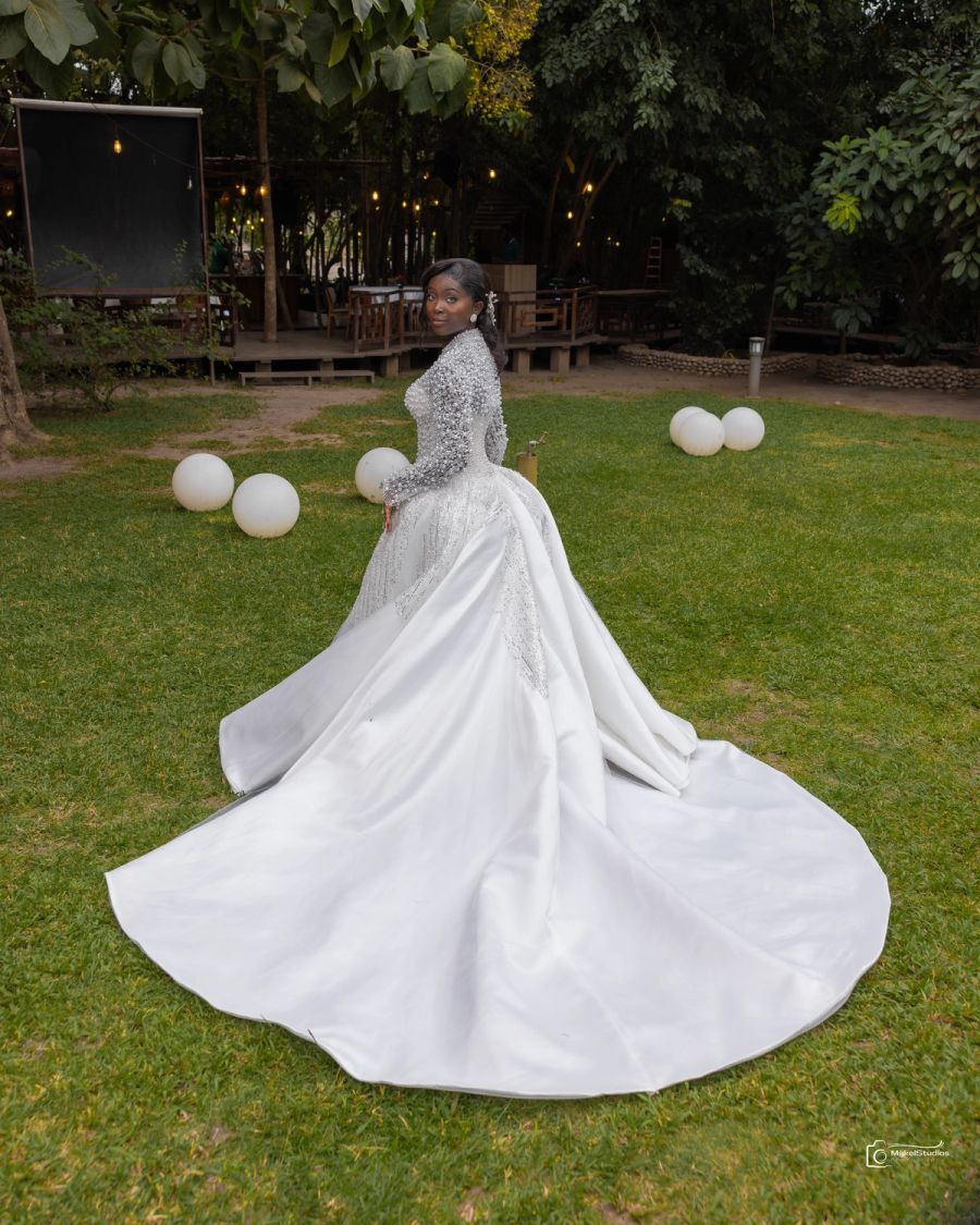 Bride in a grass field