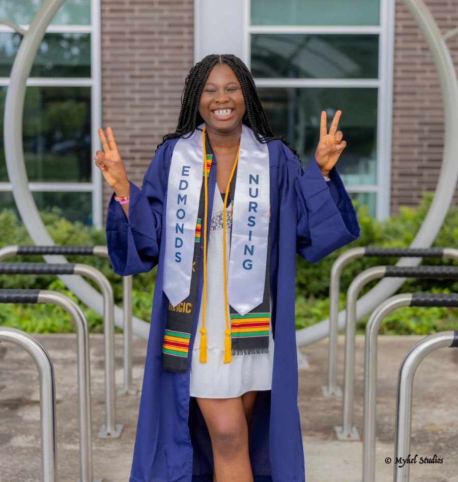 Graduate smiling 