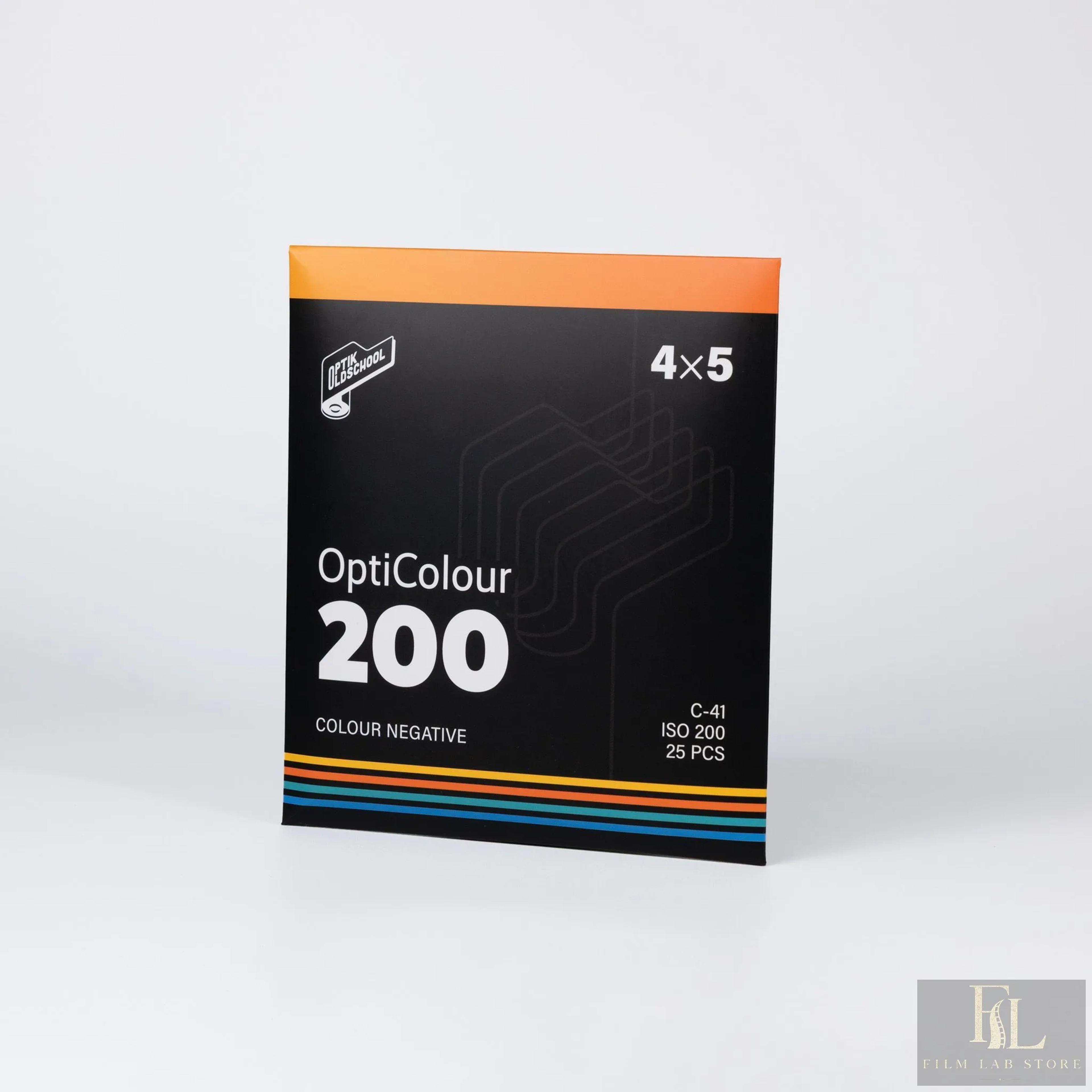 Optik Oldschool OptiColour 200 — цветная листовая плёнка 10,2×12,7 см (4×5″), 25 листов, ISO 200
