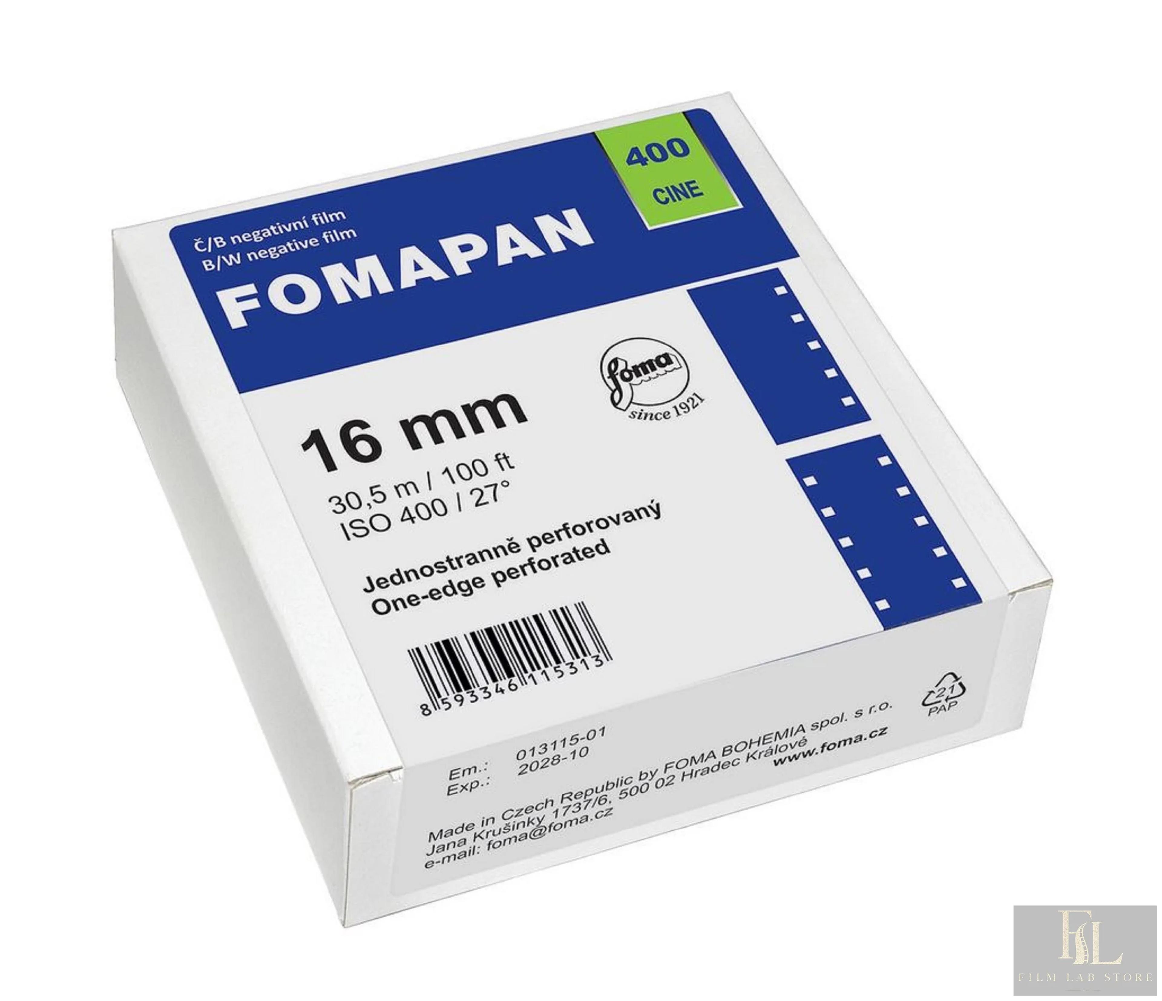 FOMA FOMAPAN 400 Cine 16 MM/30,5 m perforated on one side