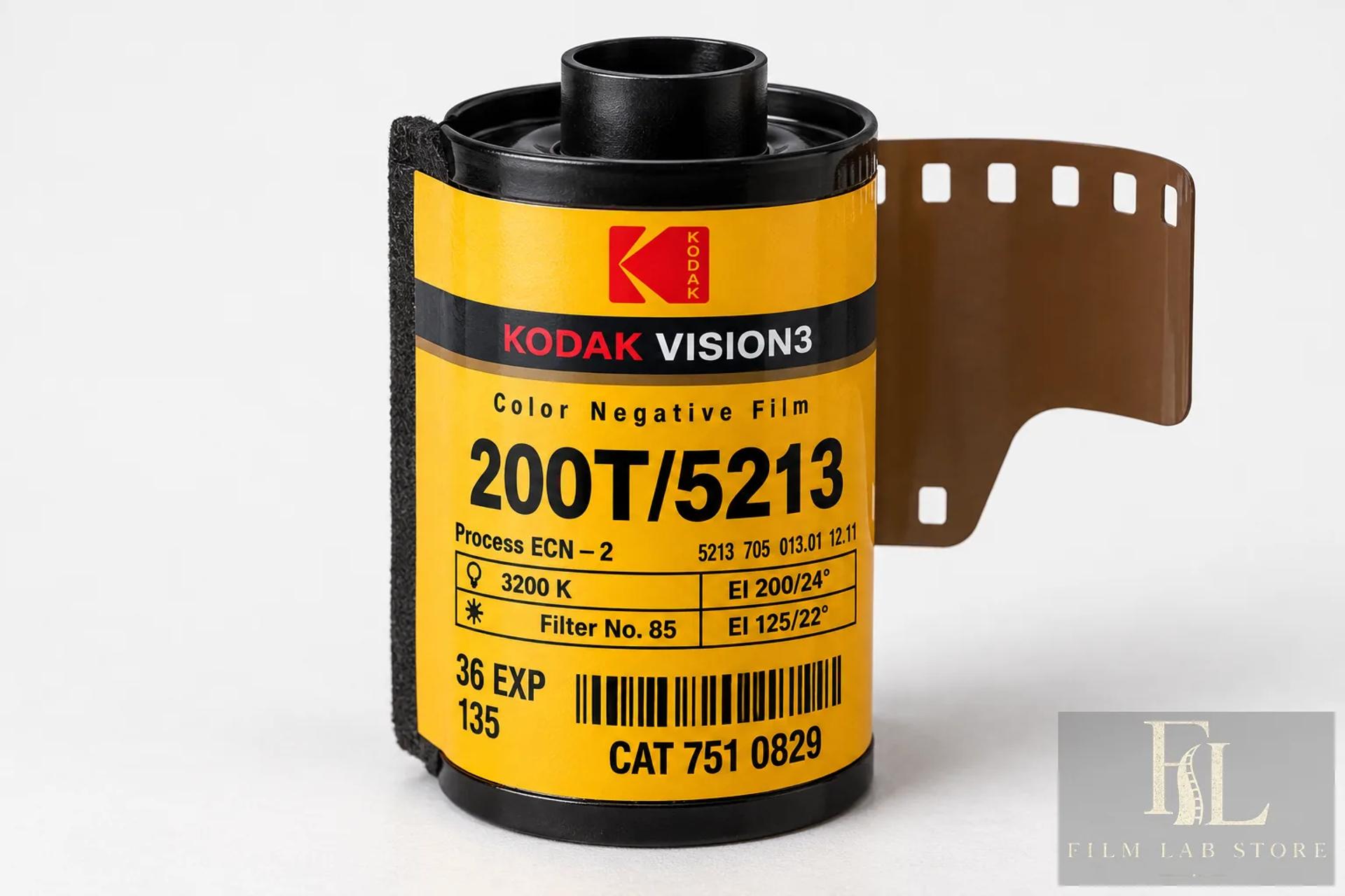 Kodak VISION3 200T 5213 AHU — 135/36 cine film, ECN-2, Rem-Jet free