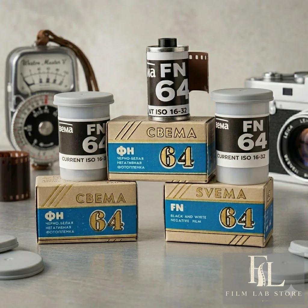 Svema FN64 — black-and-white 135 film, ISO 64 (expose at ISO 16–32), perfectly preserved