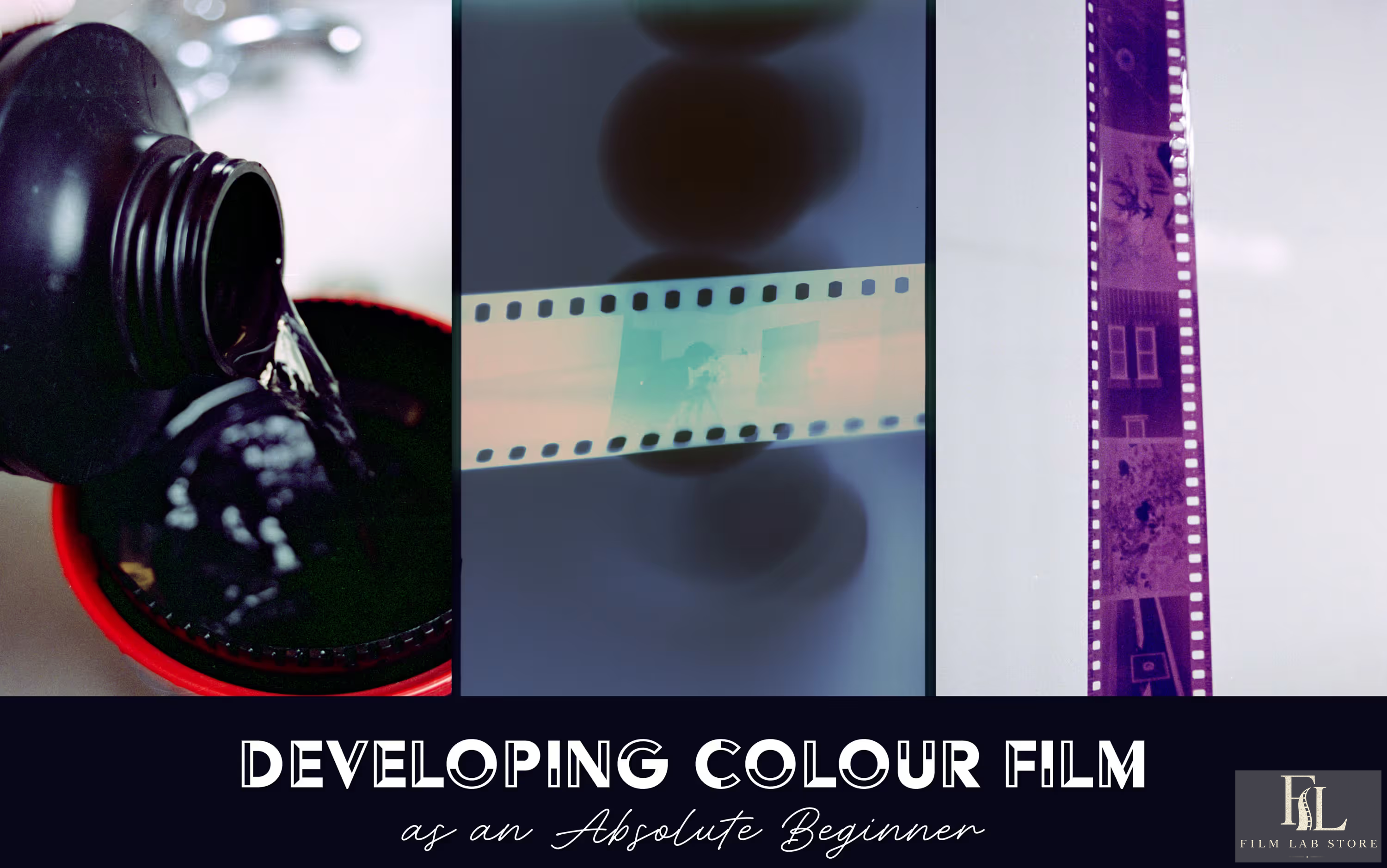 Colour-negative film being prepared for chemical development