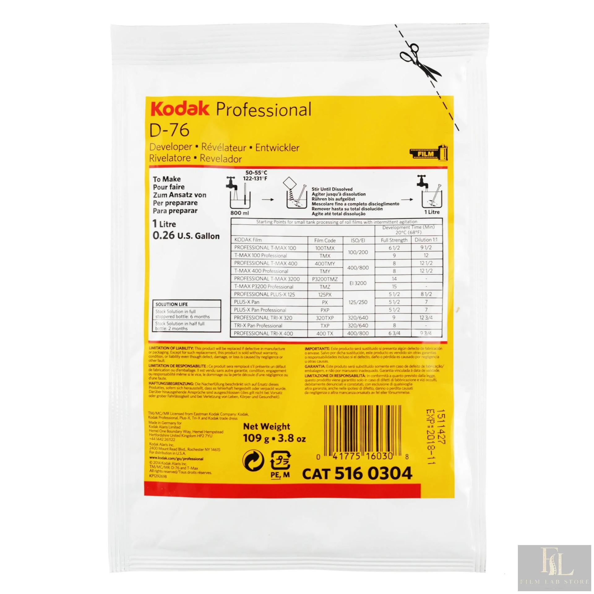 Kodak Professional D-76 — powder film developer, makes 1 litre