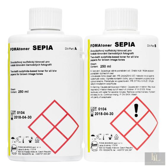 FOMA Fomatoner Sepia Brown Toner 2 Bath. 2x250 ml To Make About 2 Liters 250 ml conc.