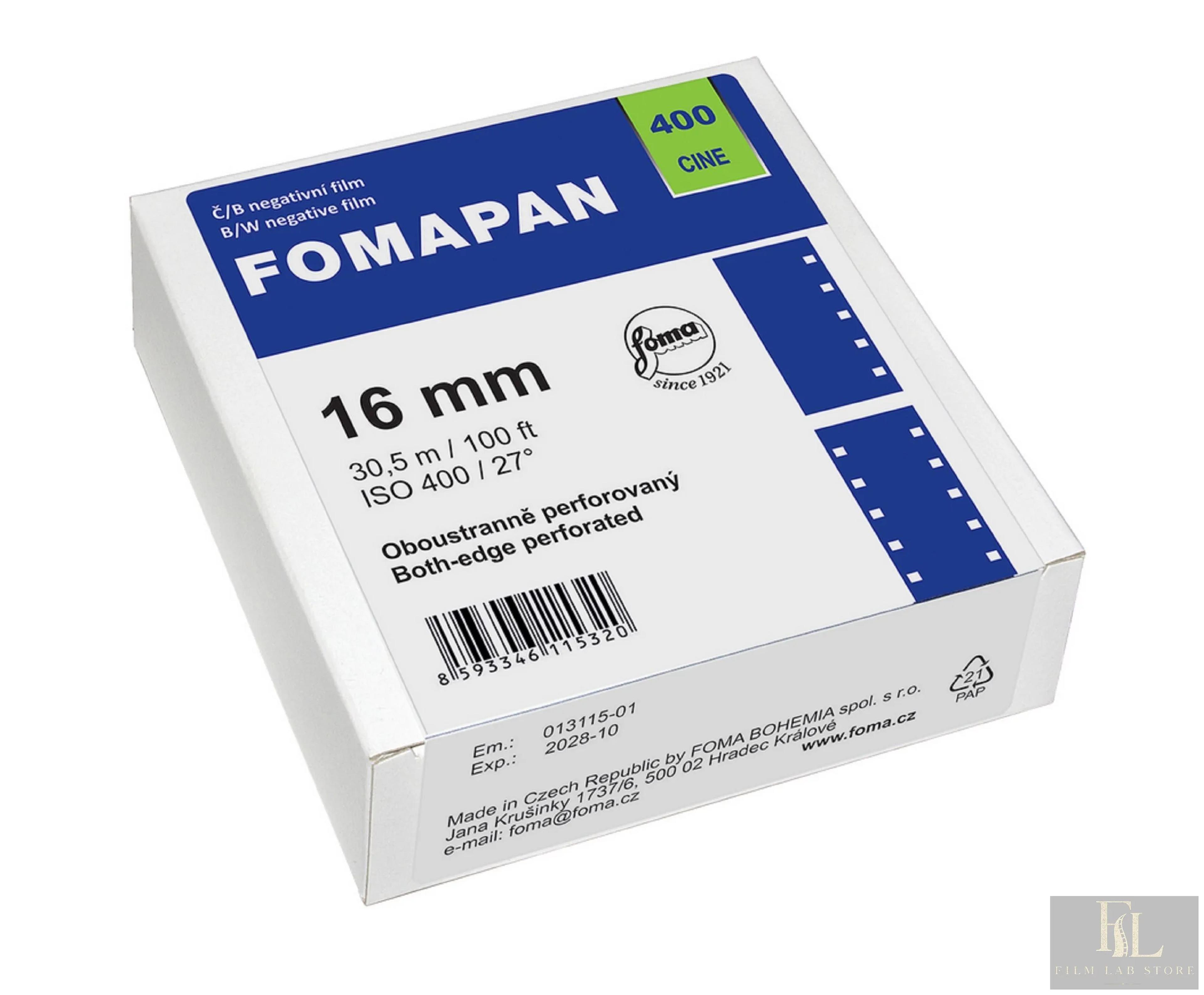 FOMA FOMAPAN 400 Cine 16 MM/30,5 m perforated on both sides