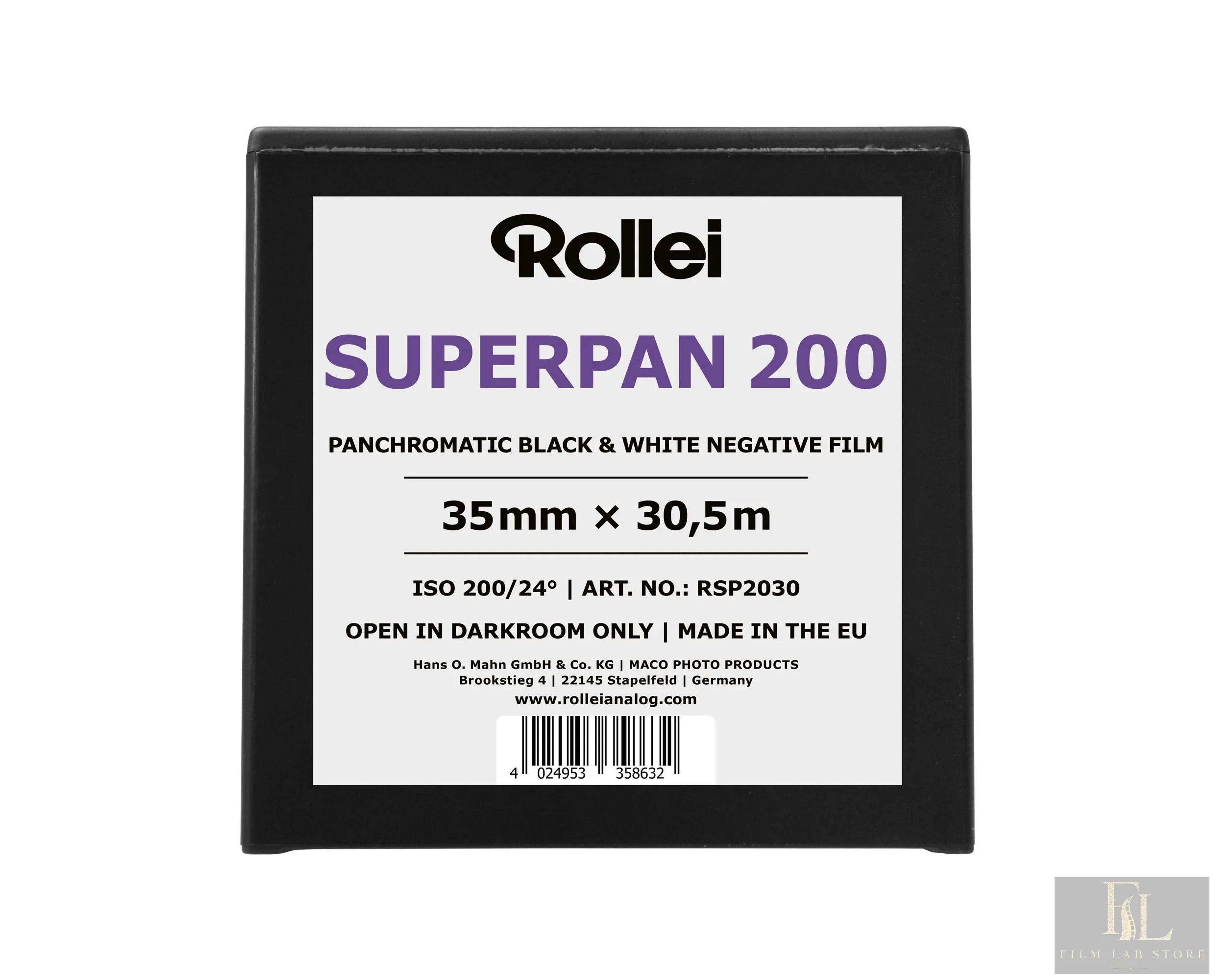 Rollei Superpan 200 — 35 mm black and white film, 30.5 m bulk roll, ISO 200
