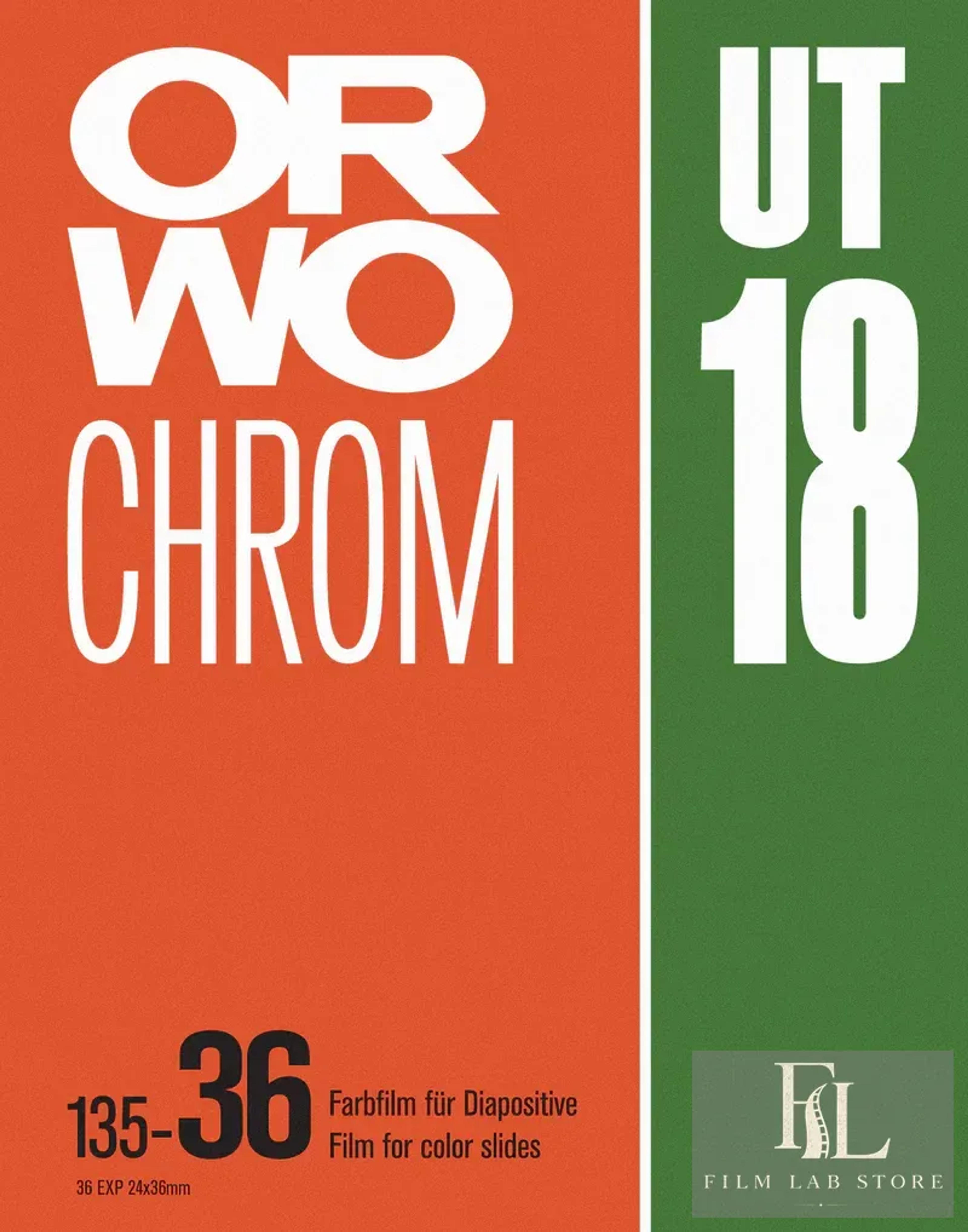 Checked ORWO Chrom UT 18 — 135 slide film, ISO 12
