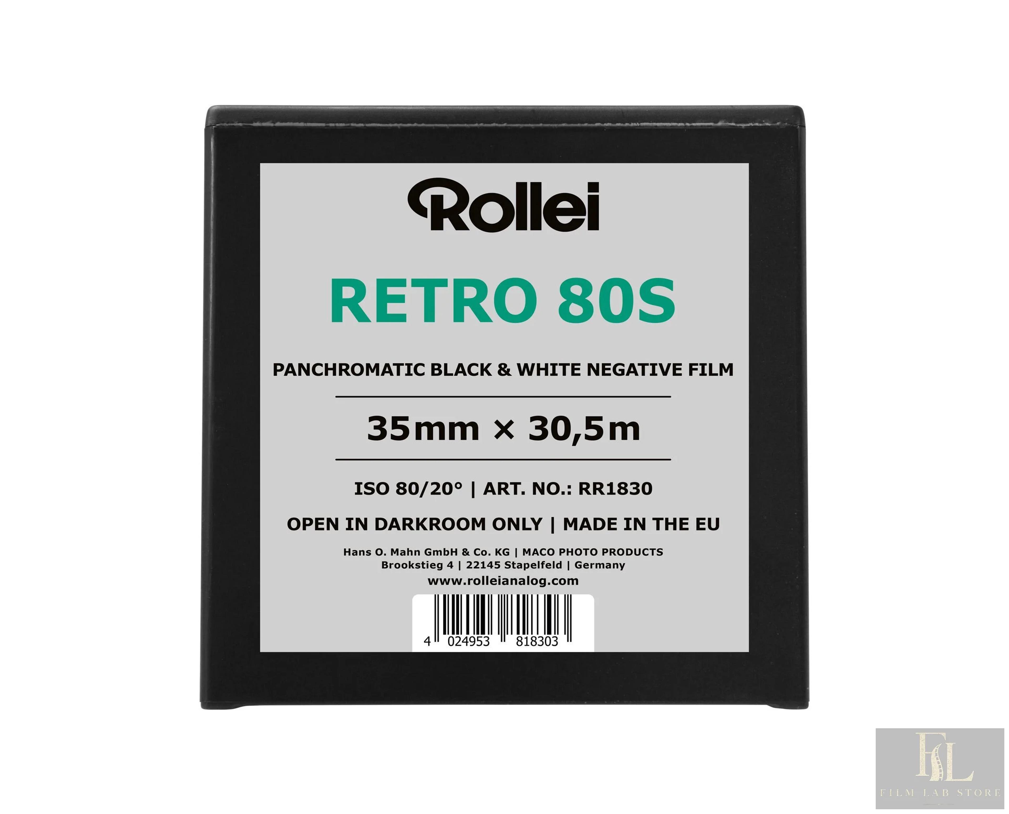 Rollei Retro 80S — чёрно-белая фотоплёнка 35 мм, бобина 30,5 м, ISO 80