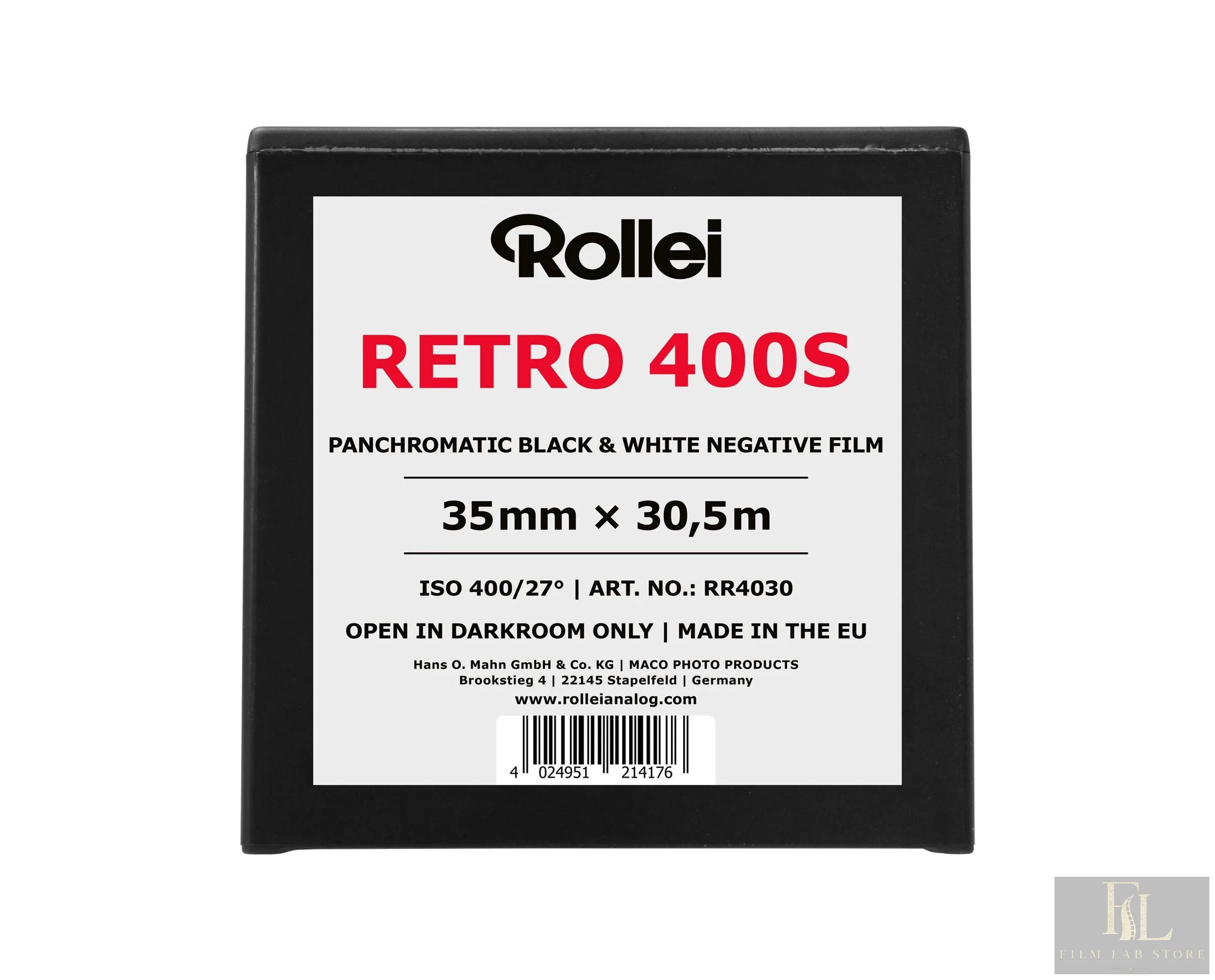 Rollei Retro 400S — чёрно-белая фотоплёнка 35 мм, бобина 30,5 м, ISO 400