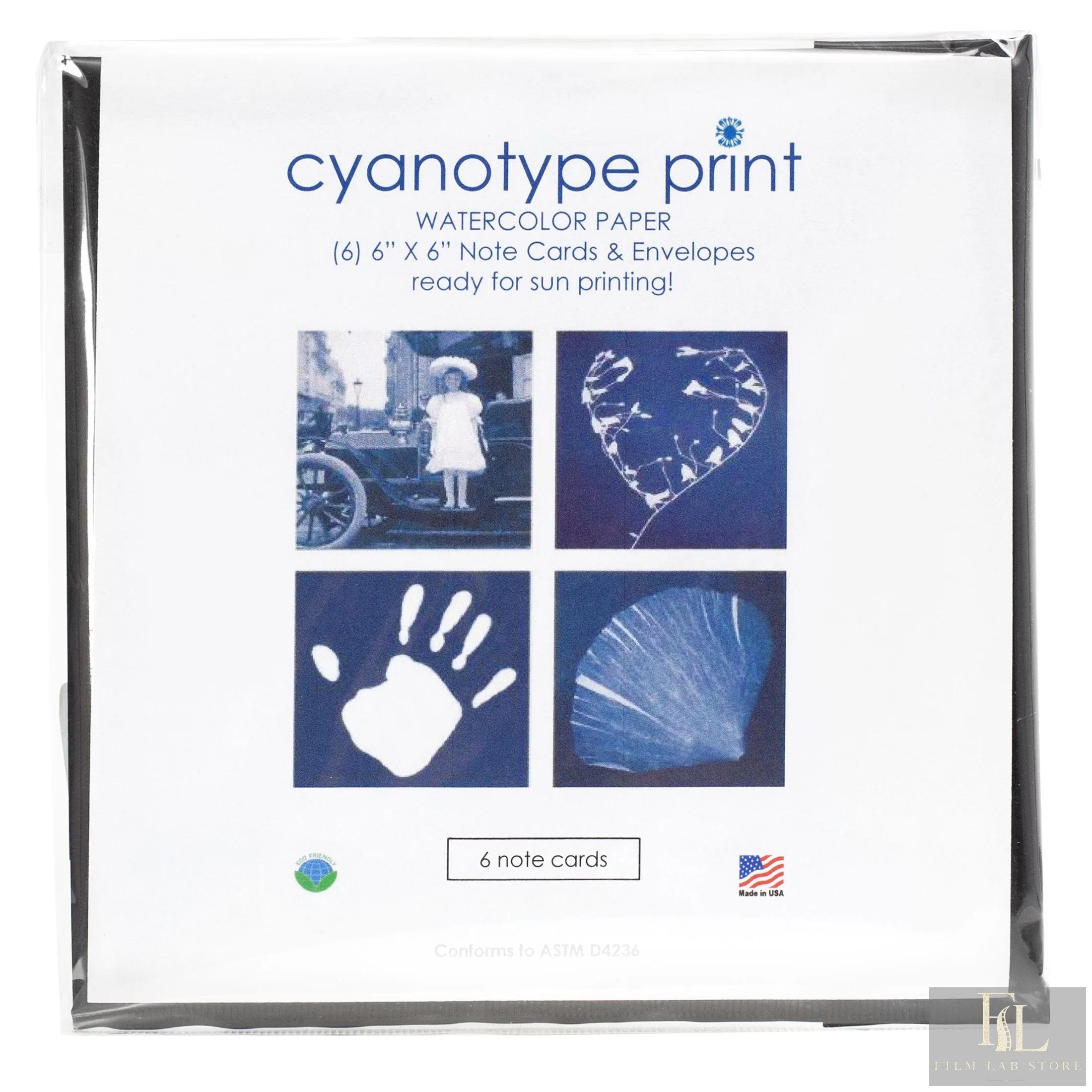 Blue Sunprints Cyanotype Sensitized 6x6 Inch Notecard Kit - Pack Of 6 Cards With Envelopes
