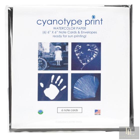 Blue Sunprints Cyanotype Sensitized 6x6 Inch Notecard Kit - Pack Of 6 Cards With Envelopes