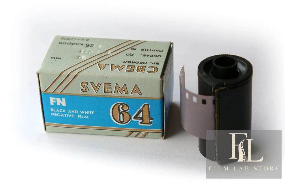 Свема FN64 — чёрно-белая плёнка 135, ISO 64 (экспонировать как ISO 16–32), идеально сохранённая
