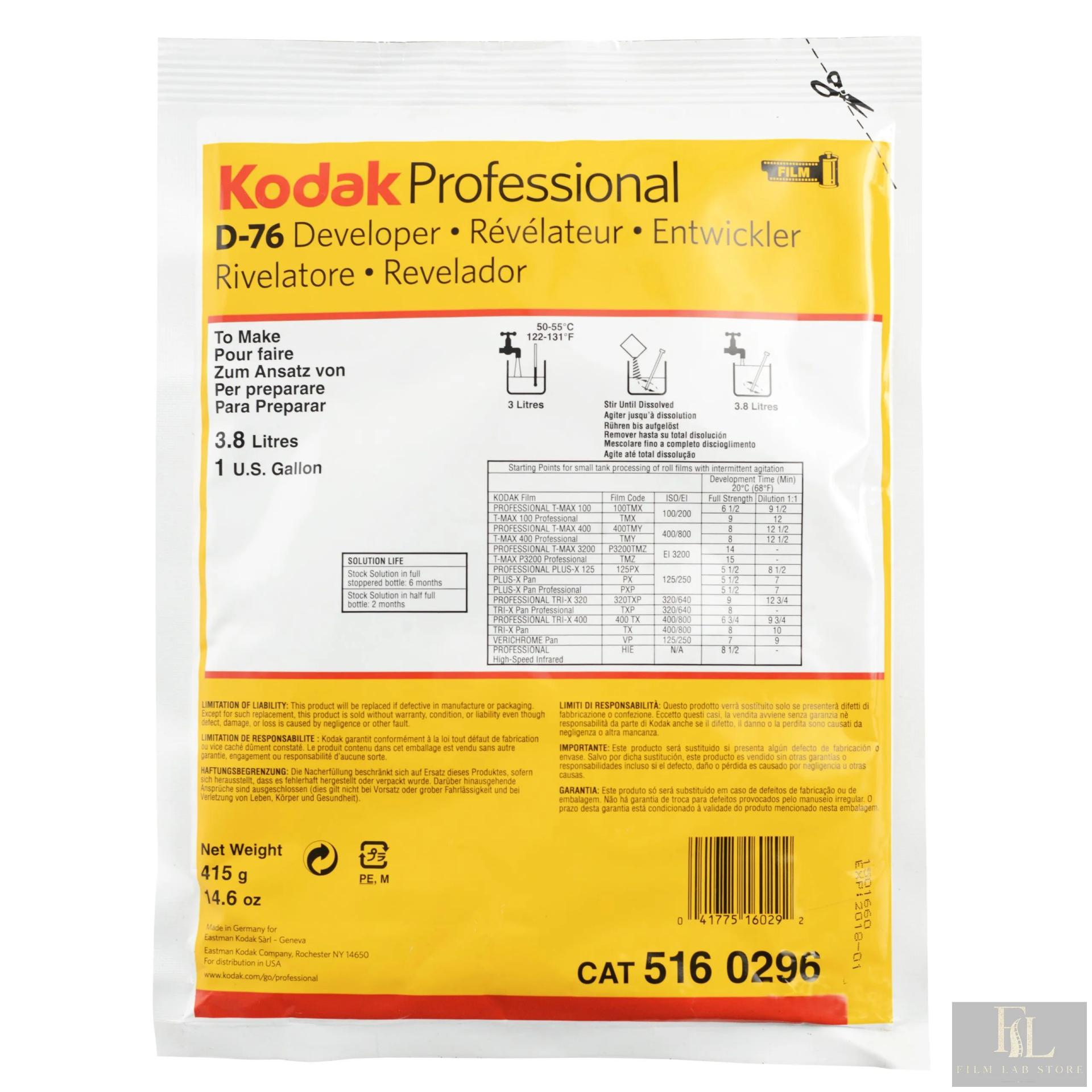 Kodak Professional D-76 — powder film developer, makes 3.78 litres