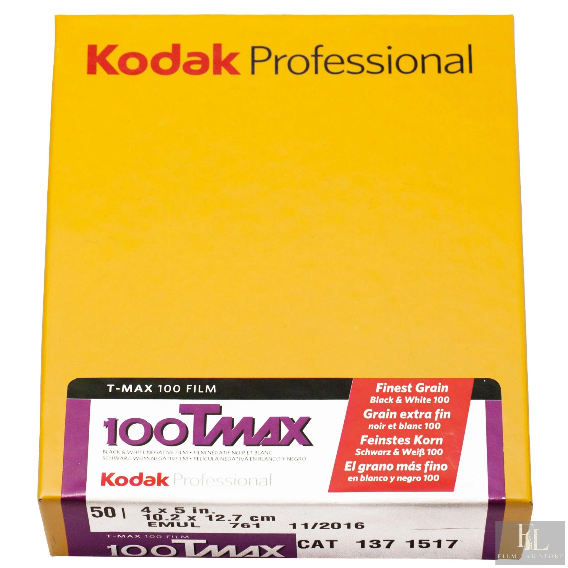 Kodak T-Max 100 — 10.2×12.7 cm (4×5") black and white sheet film, 10 sheets, ISO 100