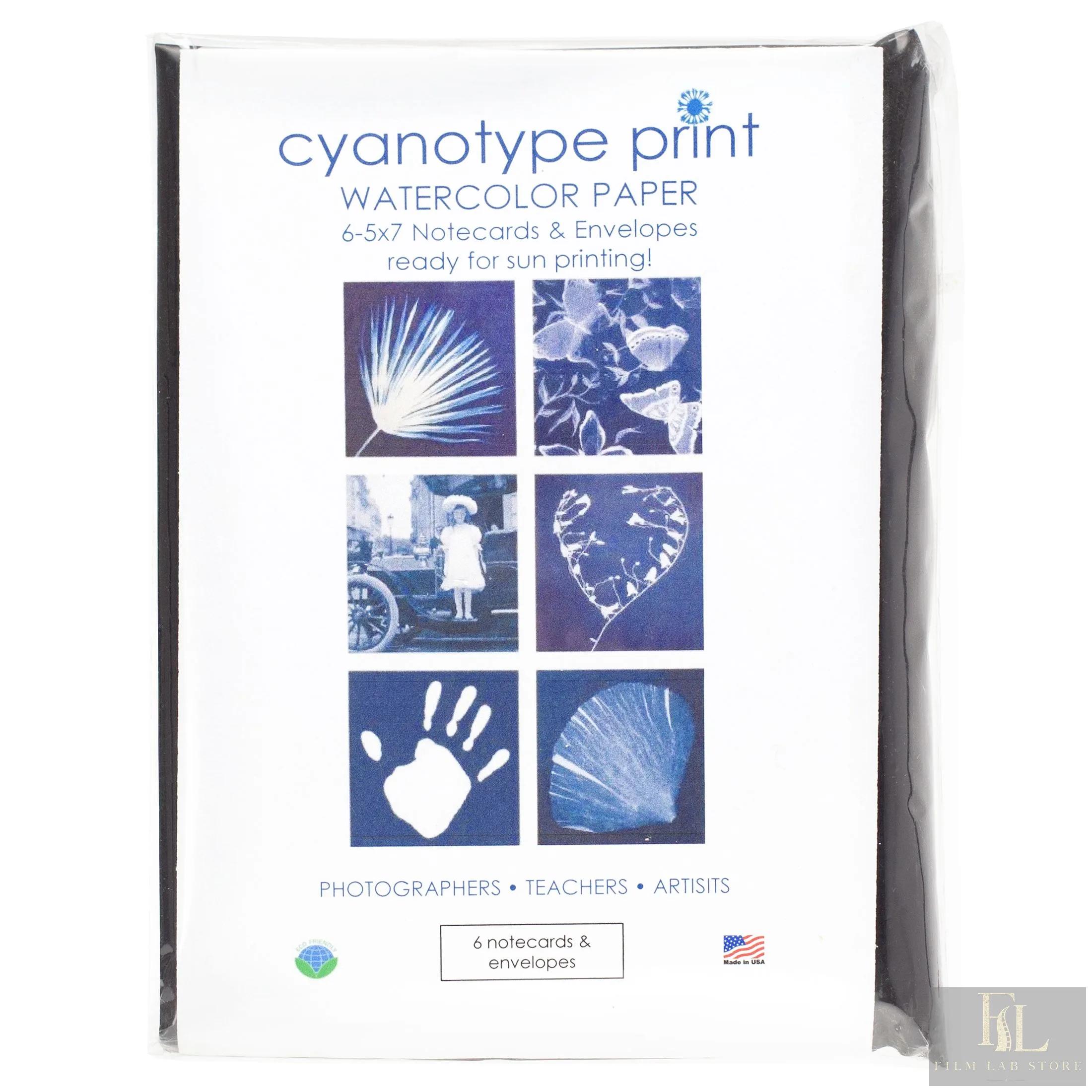 Blue Sunprints Cyanotype Sensitized 5x7 Notecard Kit - Pack Of 6 Cards With Envelopes