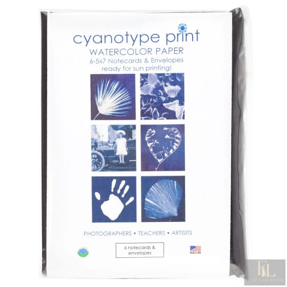 Blue Sunprints Cyanotype Sensitized 5x7 Notecard Kit - Pack Of 6 Cards With Envelopes