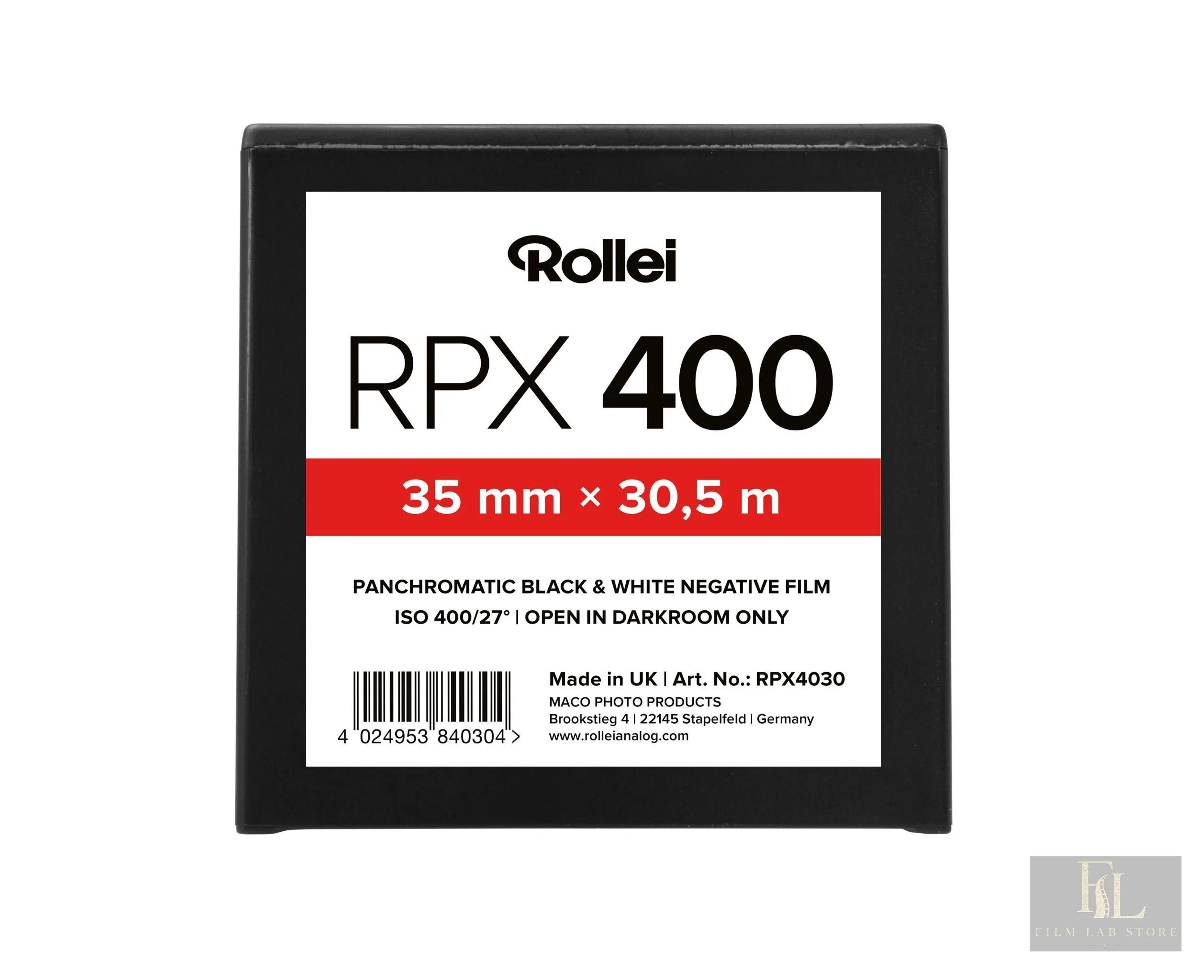 Rollei RPX 400 — чёрно-белая фотоплёнка 35 мм, бобина 30,5 м, ISO 400