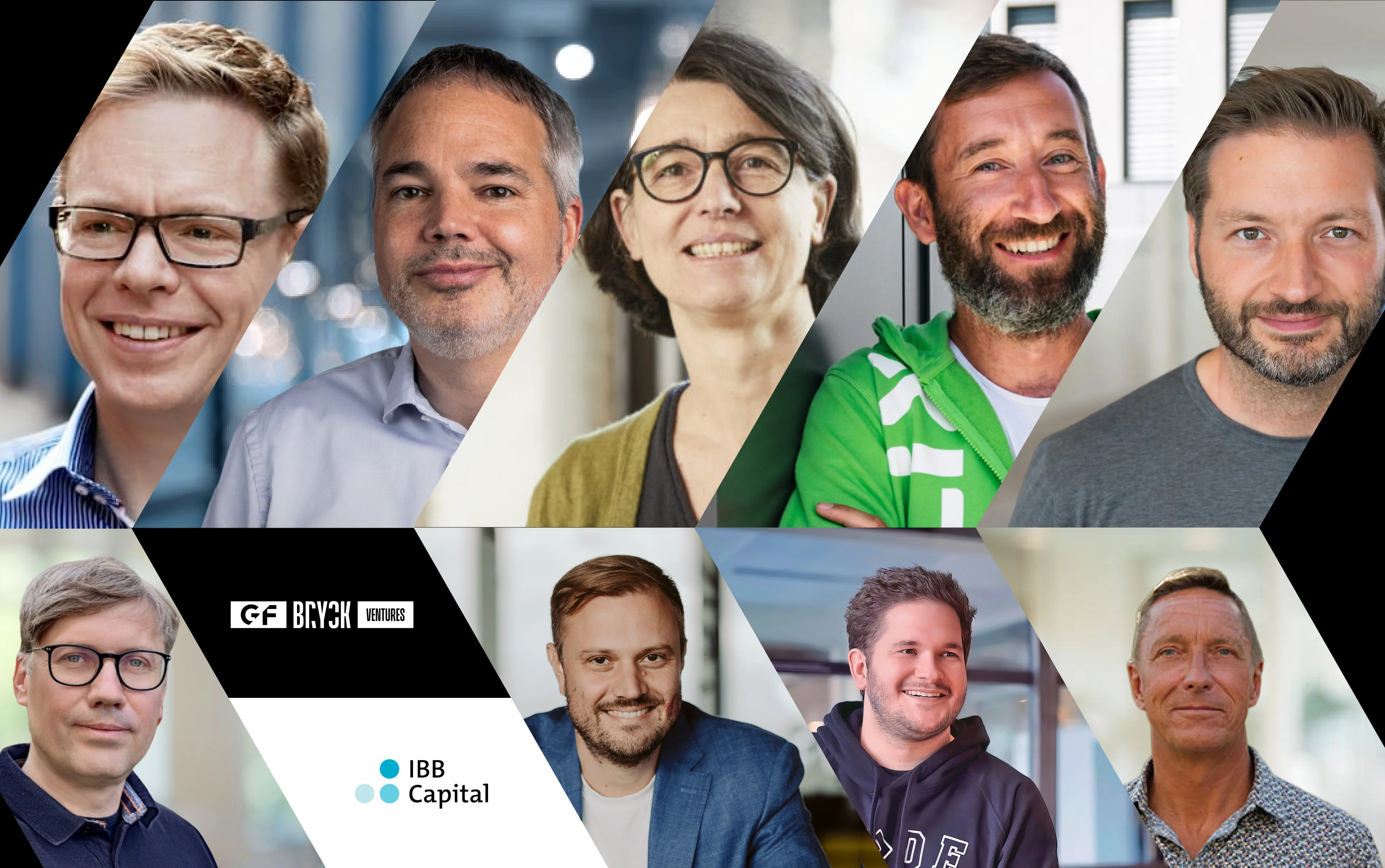 Photos of CODE investors: Stephan Schambach, Florian Heinemann, Petra Backer, Daniel Krauss, Rolf Schroemgens; Roland Fassauer, Gero Decker, Thomas Bachem, Karsten Schneider