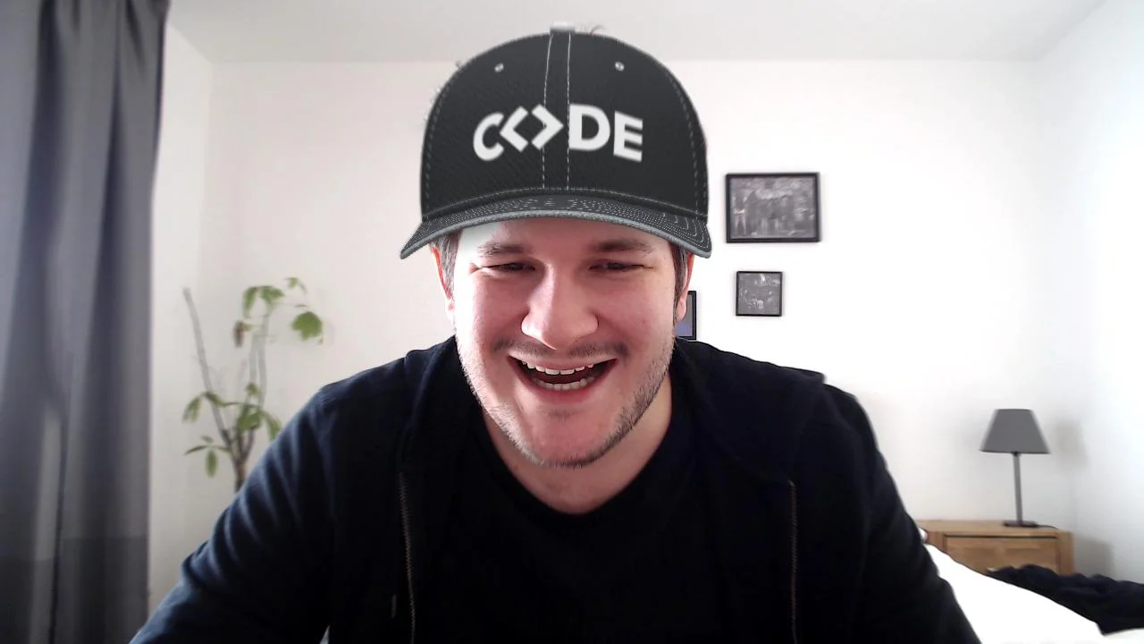 Our chancellor Tom created a virtual CODE cap augmented reality lens for video calls