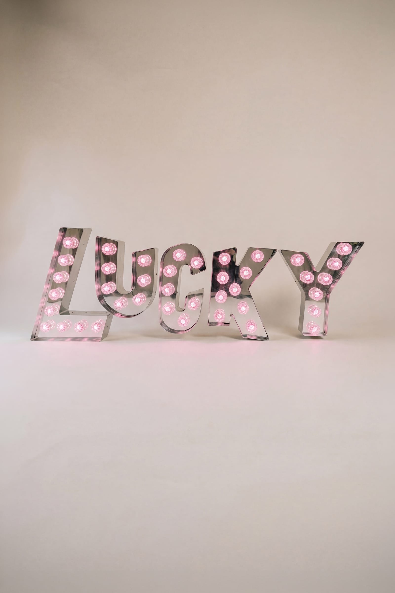 LUCKY marquee light sign in the studio