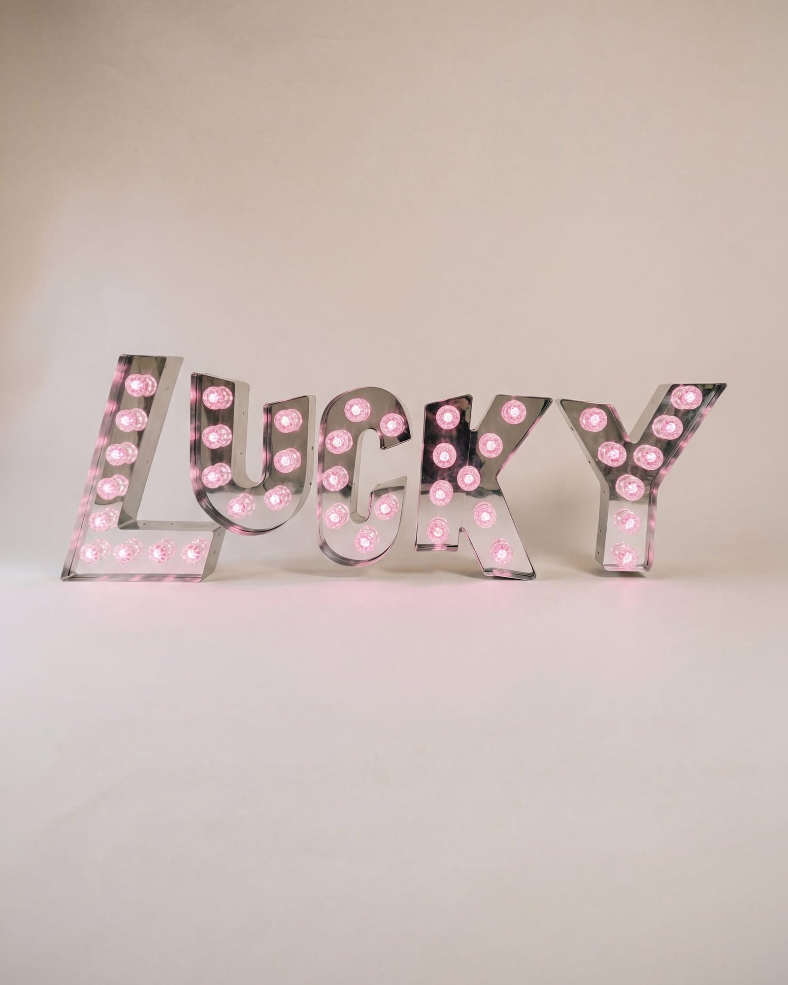 LUCKY marquee light sign in the studio