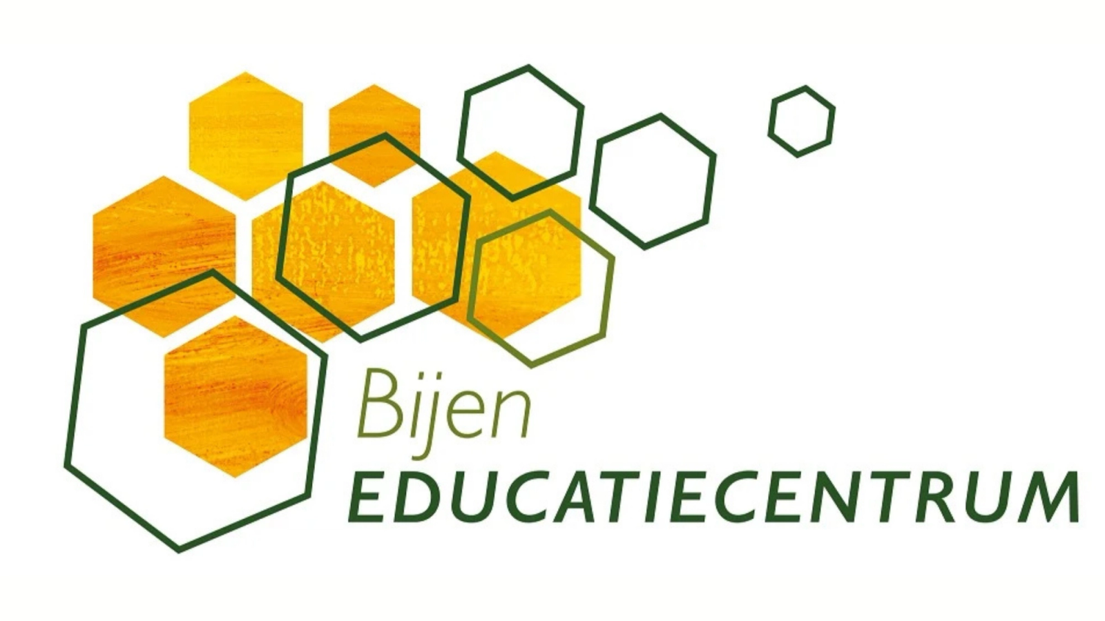 Bee Education Center logo featuring yellow textured hexagons with green outlines.
