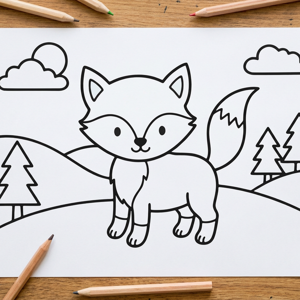 Free Printable PDF Fox Coloring Page for Kids