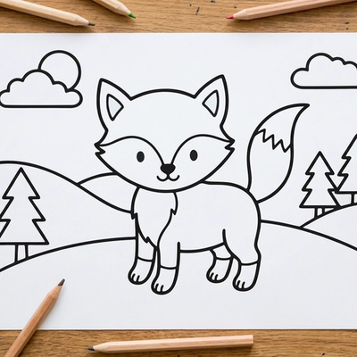 Free Printable PDF Fox Coloring Page for Kids