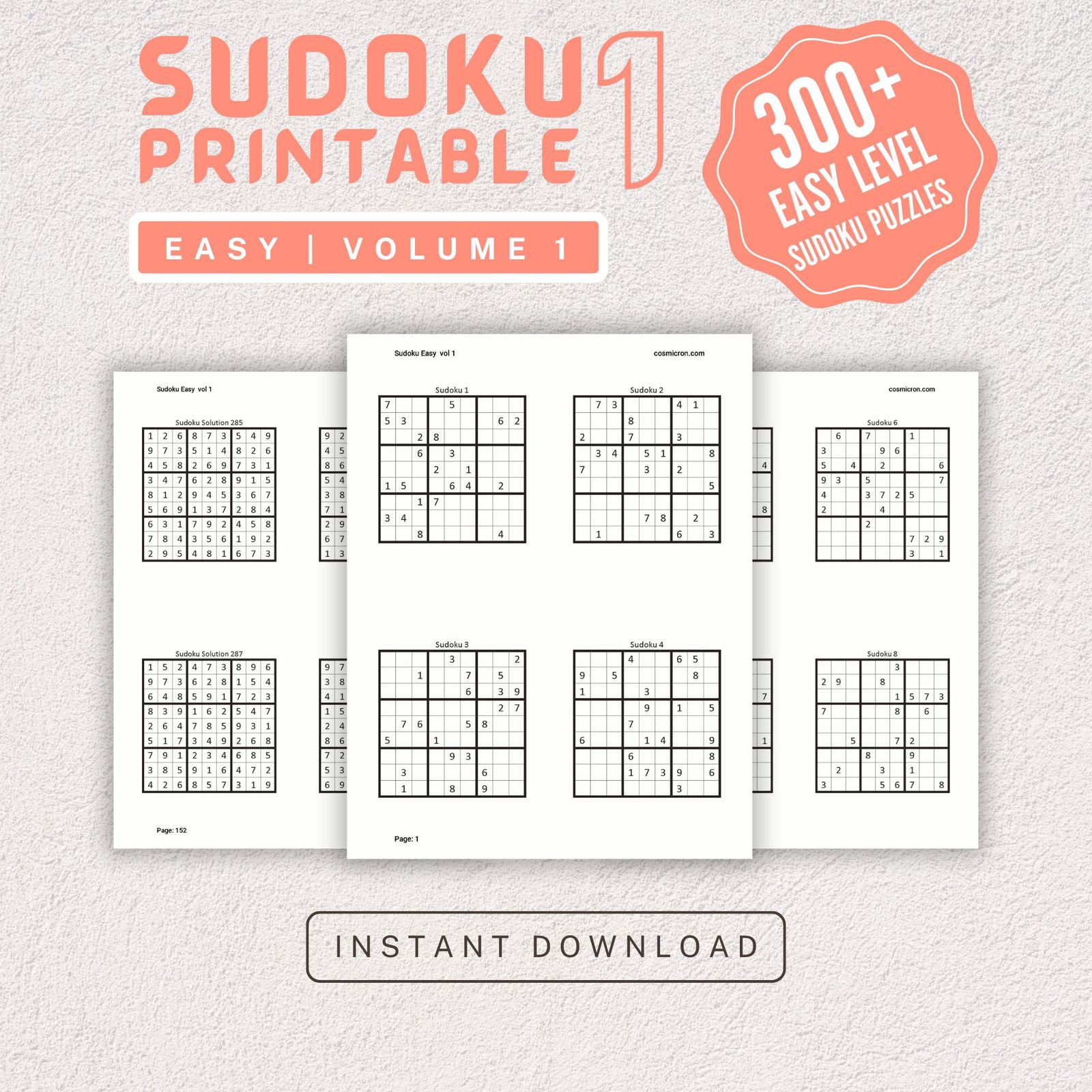 Sudoku Printable Adults Puzzle, Sudoku Book Easy Vol 1, digital download, easy sudoku, sudoku puzzle, children, puzzle for kids - Image 1
