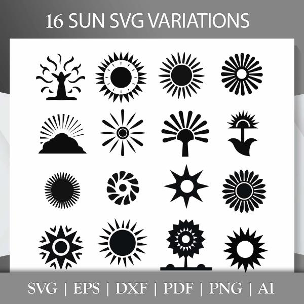 Sun SVG Bundle | Sun vector clipart files, Cutting Files, Cricut Design Vector Bundle, Silhouette Svg/Png | Cut Plotter
