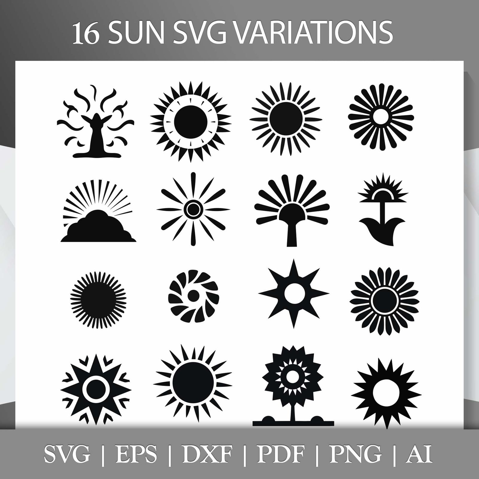Sun SVG Bundle | Sun vector clipart files, Cutting Files, Cricut Design Vector Bundle, Silhouette Svg/Png | Cut Plotter - Image 1