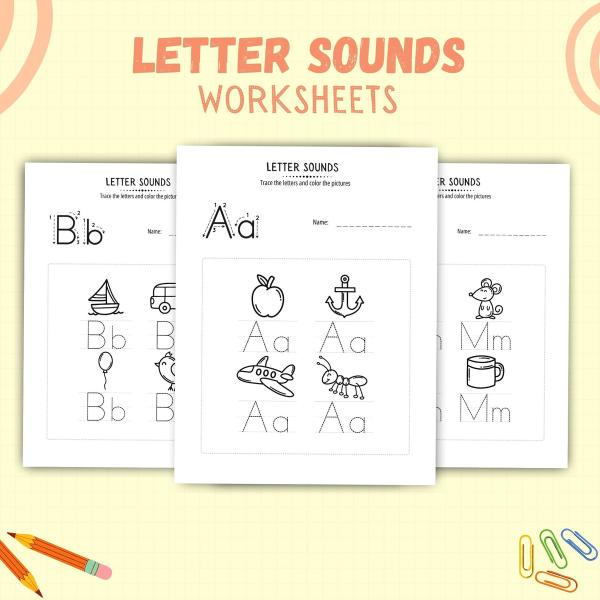 Letter Sounds Worksheets digital download, printable alphabet beginning sound worksheets, alphabet worksheets, alphabet writing, preschool