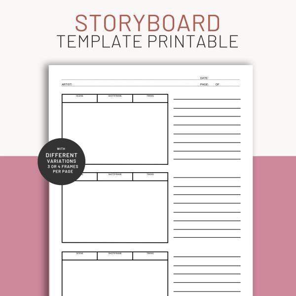 Storyboard template printable, storyboard planner, story board, video and film planner, animation storyboard