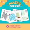 Mazes for kids printable worksheets, Labyrinth, printable activites, activities worksheet, digital download, printable mazes, Bonus coloring thumbnail 1