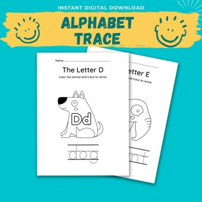 Alphabet trace letters, Trace & Color Letters A to Z, lowercase letters, uppercase, alphabet handwriting,printable learn to write worksheets
