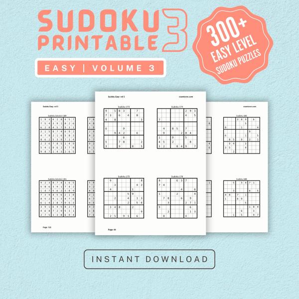 Sudoku Printable Adults Puzzles Sudoku Book Hard Vol 2, digital download, sudoku puzzle, children, puzzle for kids, brain teaser puzzle