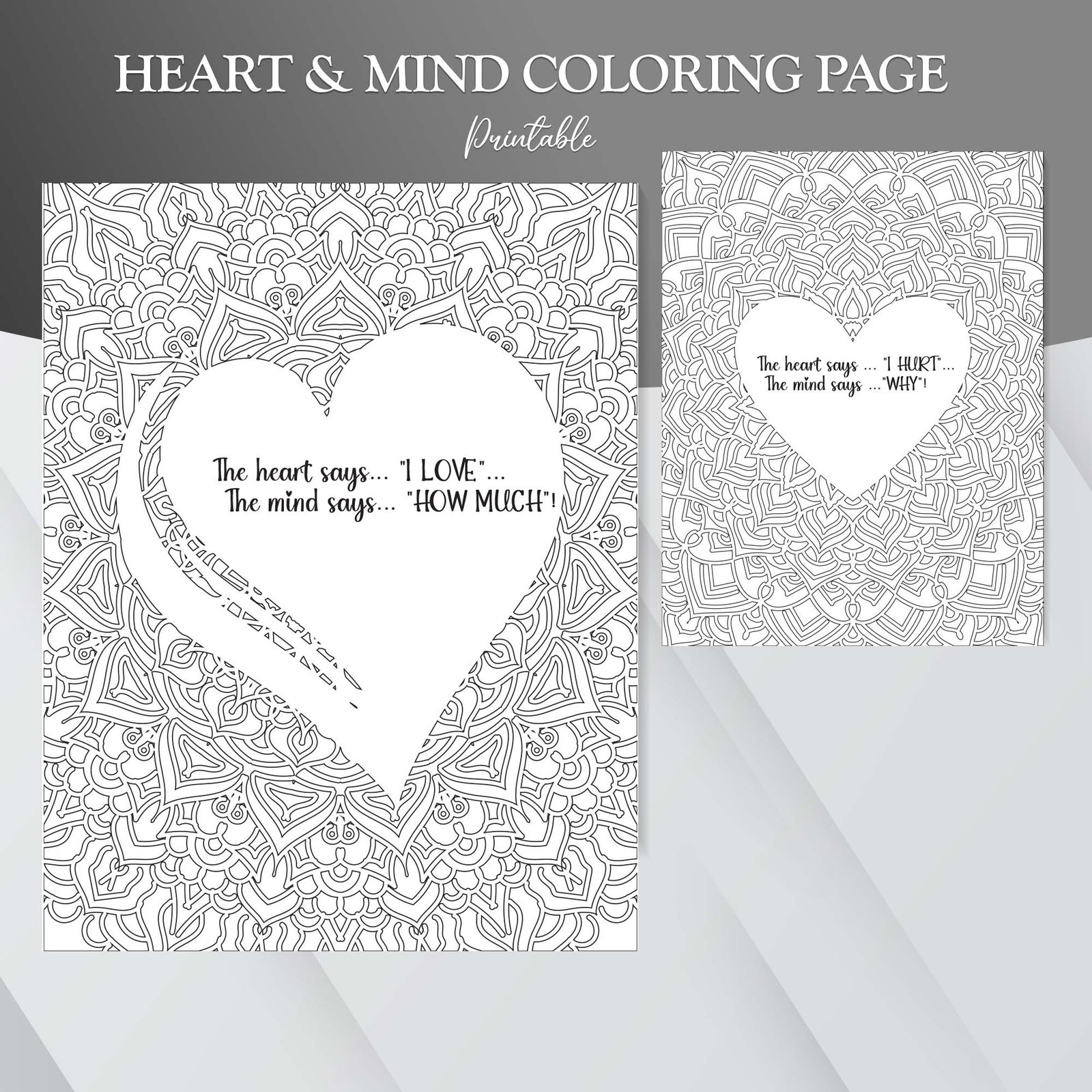 The Heart and Mind Coloring Journey, Heart coloring pages, Mindful Coloring, Mindfulness, Coherence, Meditavie Coloring - Image 1