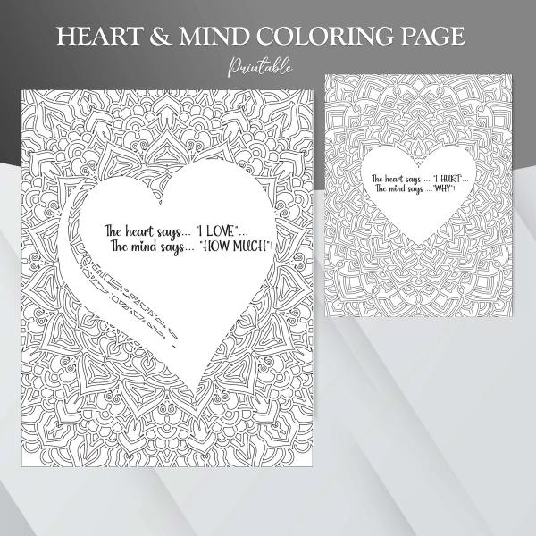 The Heart and Mind Coloring Journey, Heart coloring pages, Mindful Coloring, Mindfulness, Coherence, Meditavie Coloring