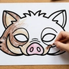 Free Printable PDF Boar Mask Coloring Page for Kids thumbnail 2